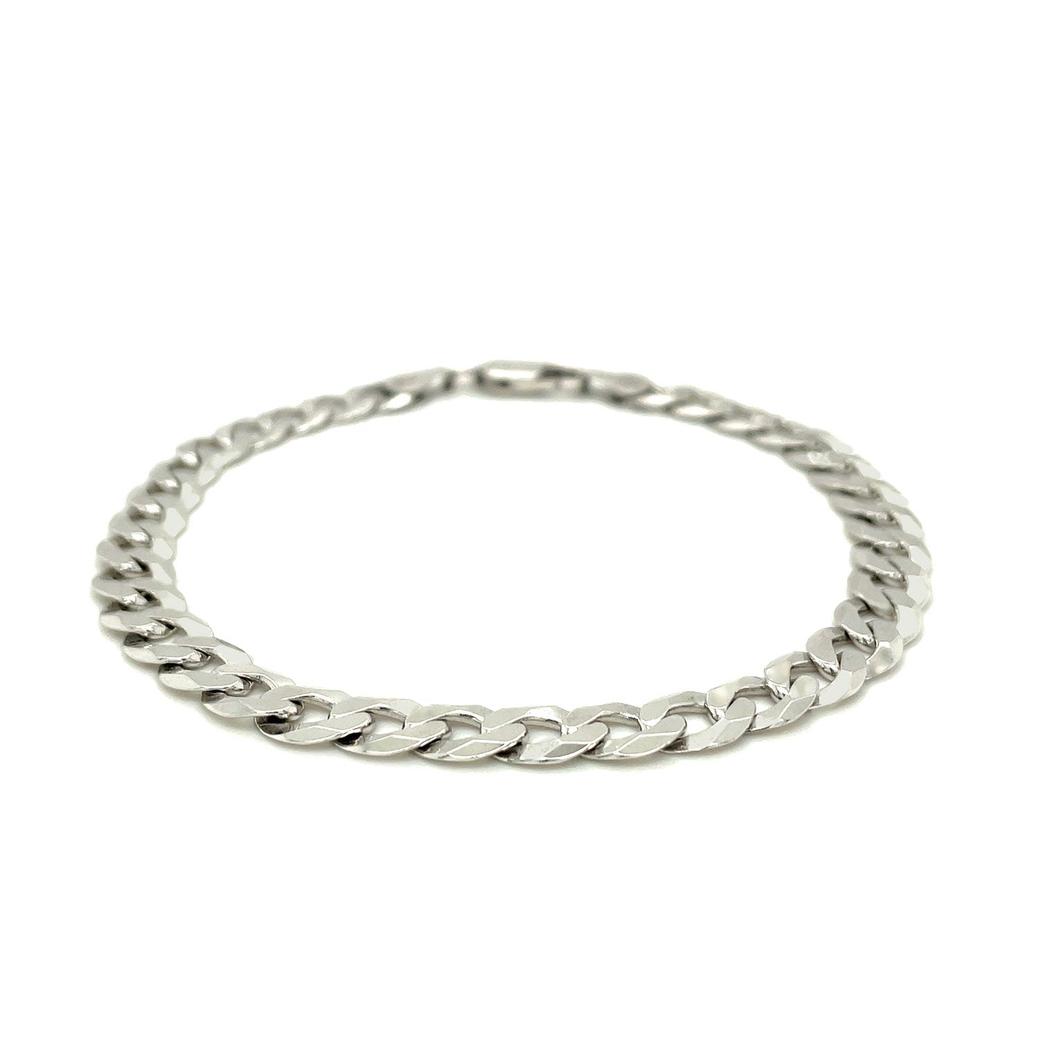 Rhodium Plated Sterling Silver Curb Style Bracelet (7.20 mm) - DestGlow