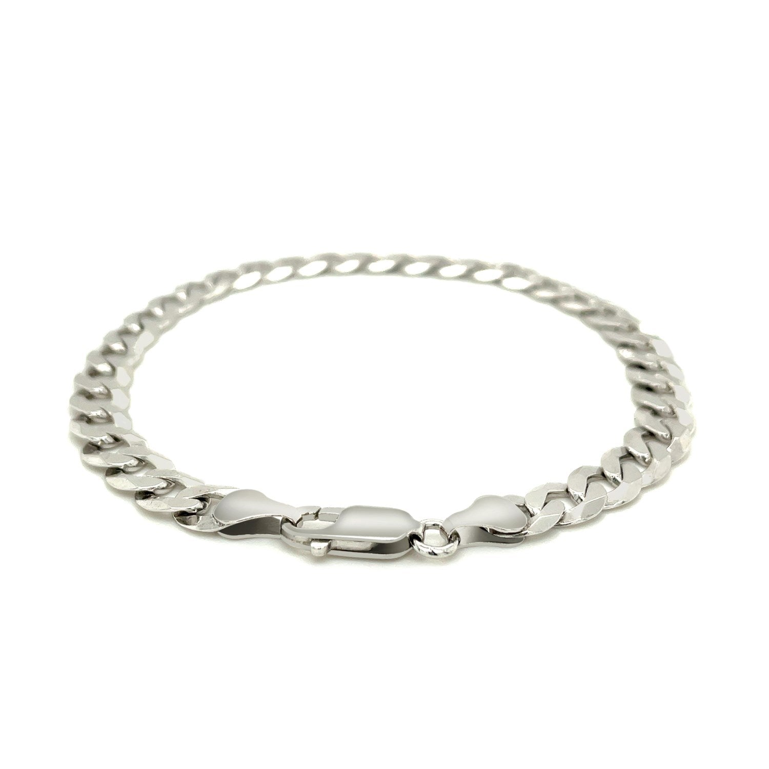 Rhodium Plated Sterling Silver Curb Style Bracelet (7.20 mm) - DestGlow