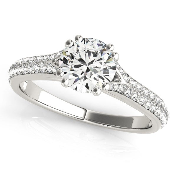 14k White Gold Double Prong Multirow Band Diamond Engagement Ring (1 1/8 cttw) by Bids.com