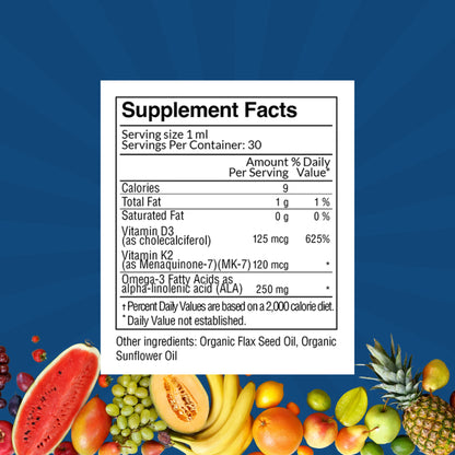 D3, K2 &amp; Omega-3 Daily Liquid Vitamins by Passion 4 Health