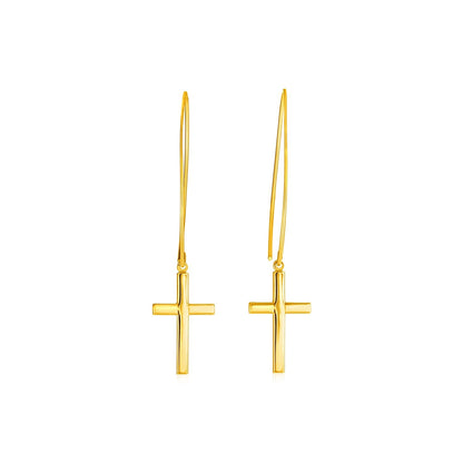 14k Yellow Gold Dangle Cross Earrings by Bids.com