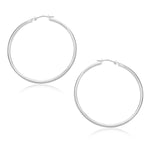 10k White Gold Polished Hoop Earrings (30mm) - earrings