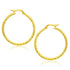 14k Yellow Gold Tube Textured Round Hoop Earrings(1.5x25mm) - DestGlow
