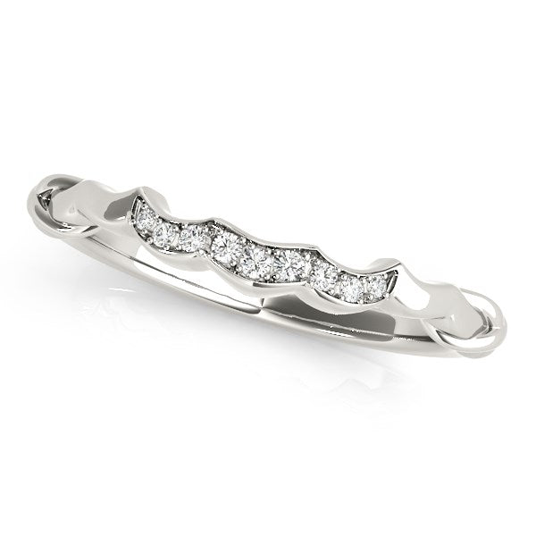 14k White Gold Scallop Wedding Band (1/20 cttw) by Bids.com