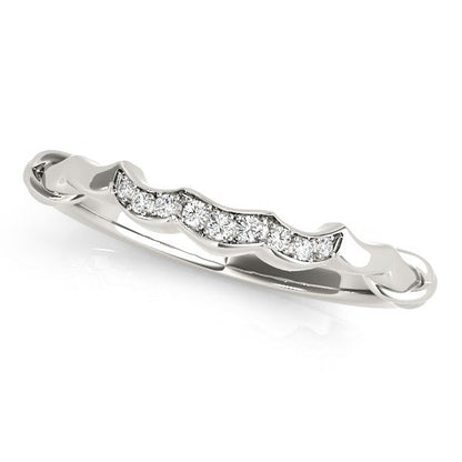 14k White Gold Scallop Wedding Band (1/20 cttw) by Bids.com