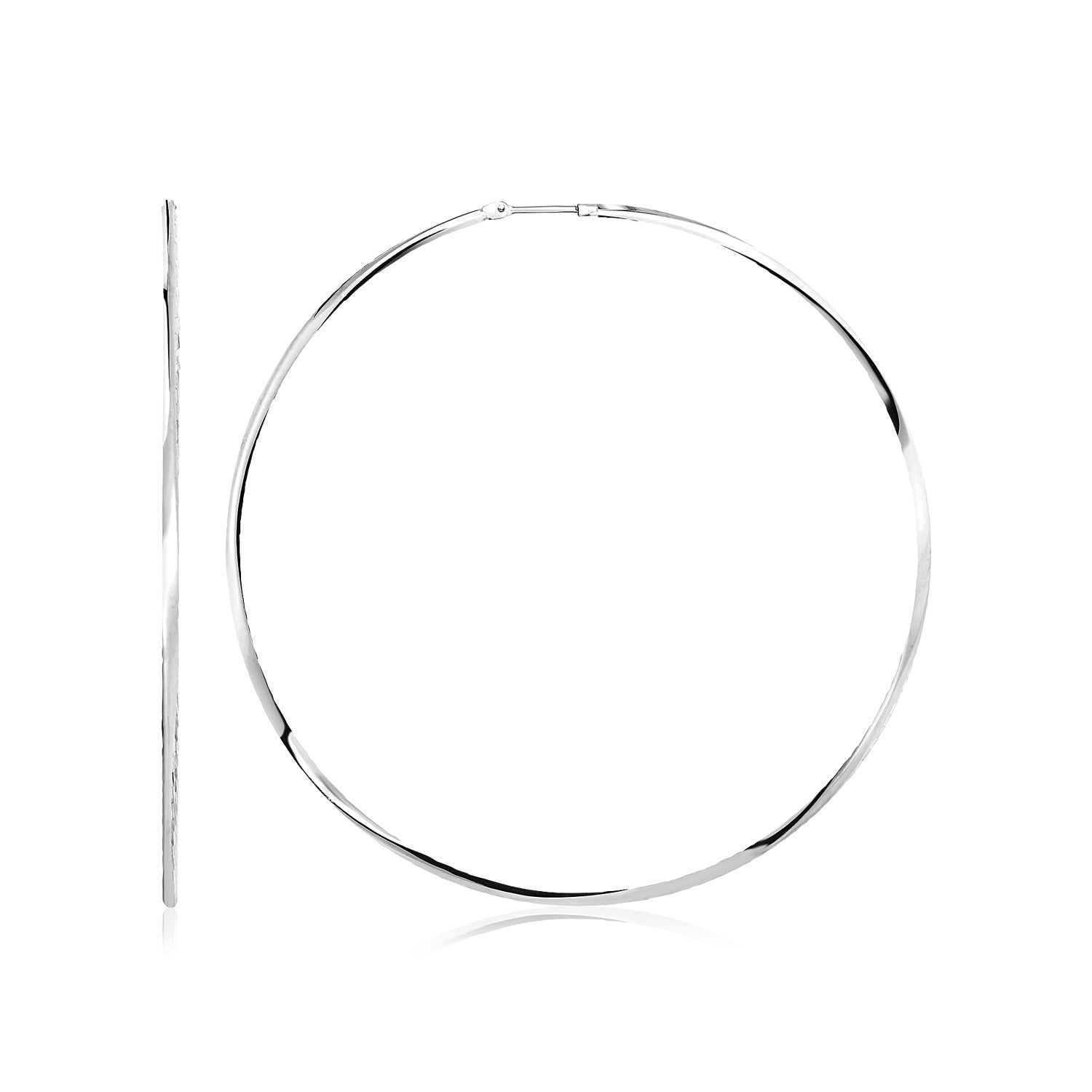 Sterling Silver Large Polished Round Hoop Earrings(60mm) by Avera Group