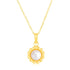 14k Yellow Gold Flower Necklace with Pearl - necklaces