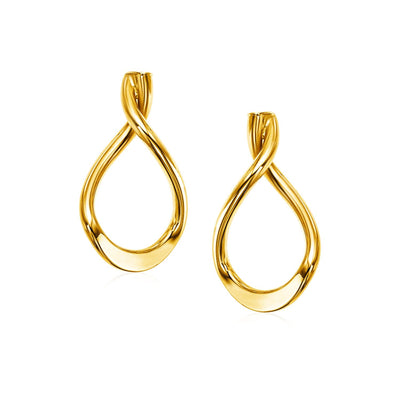 14k Yellow Gold Polished Tear Drop Earrings - earrings