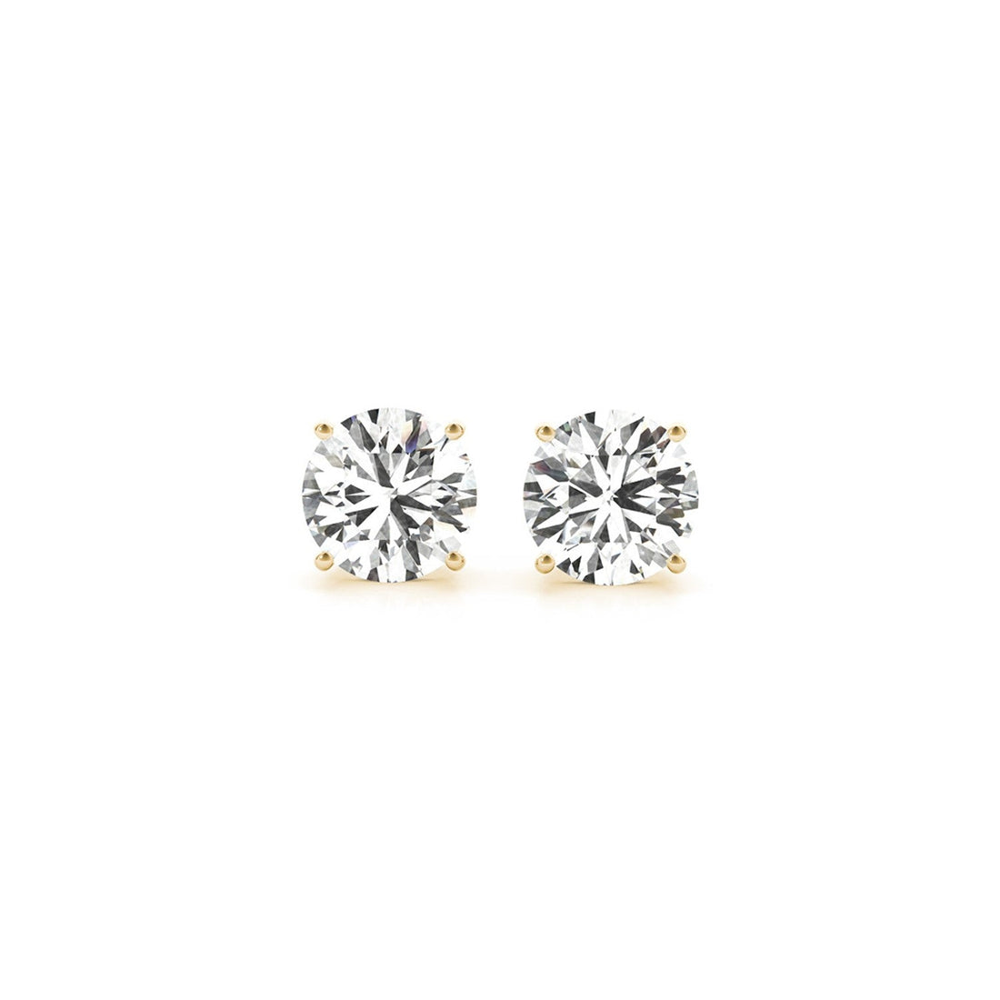 2 cttw Certified IGI Lab Grown Round Diamond Earrings 14k Yellow Gold (G/VS2) - DestGlow