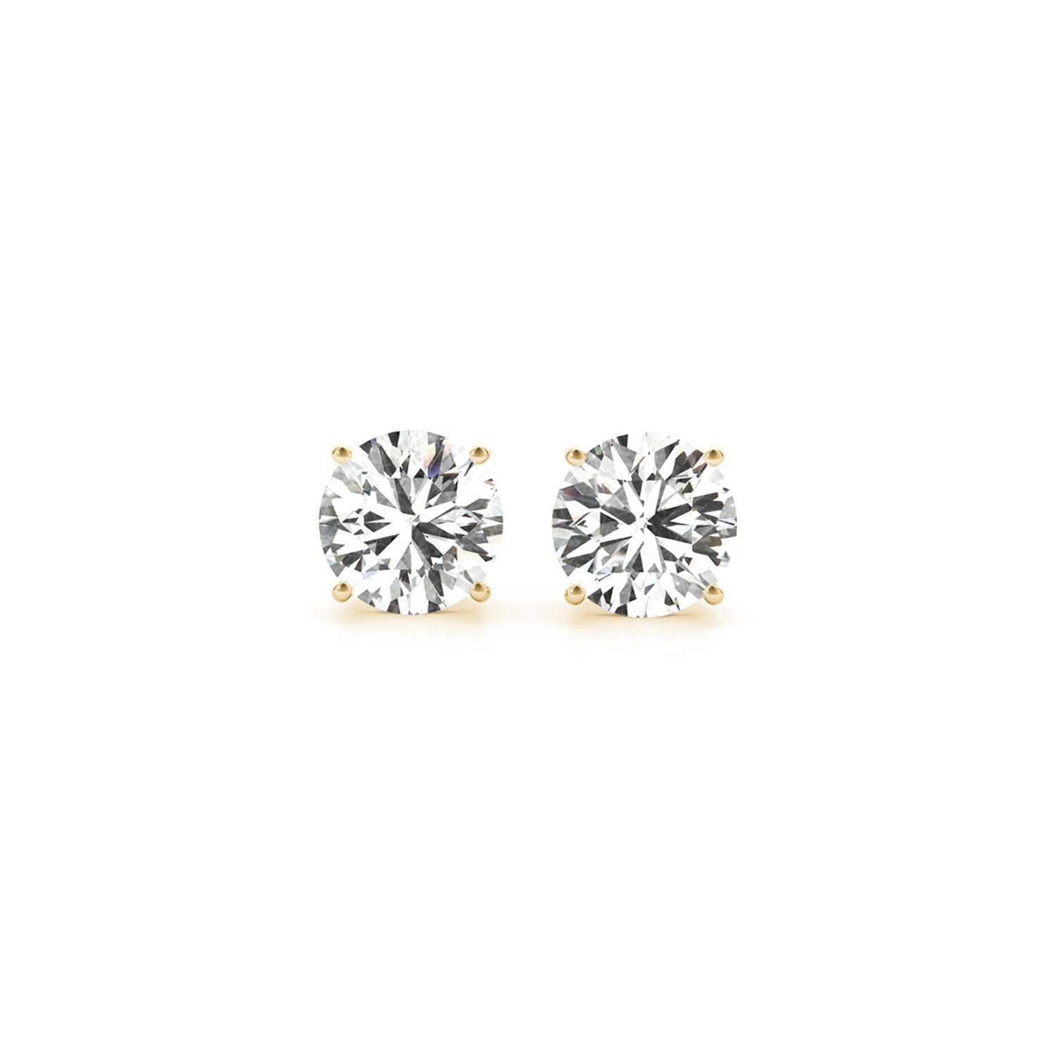 2 cttw Certified IGI Lab Grown Round Diamond Earrings 14k Yellow Gold (G/VS2) - DestGlow