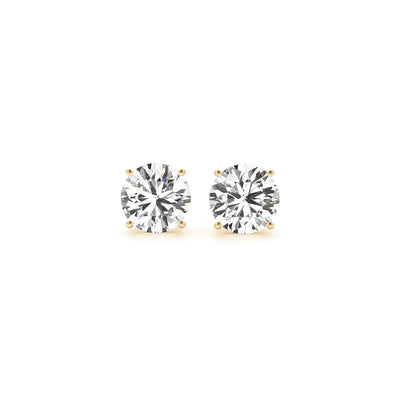 2 cttw Certified IGI Lab Grown Round Diamond Earrings 14k Yellow Gold (G/VS2) - DestGlow