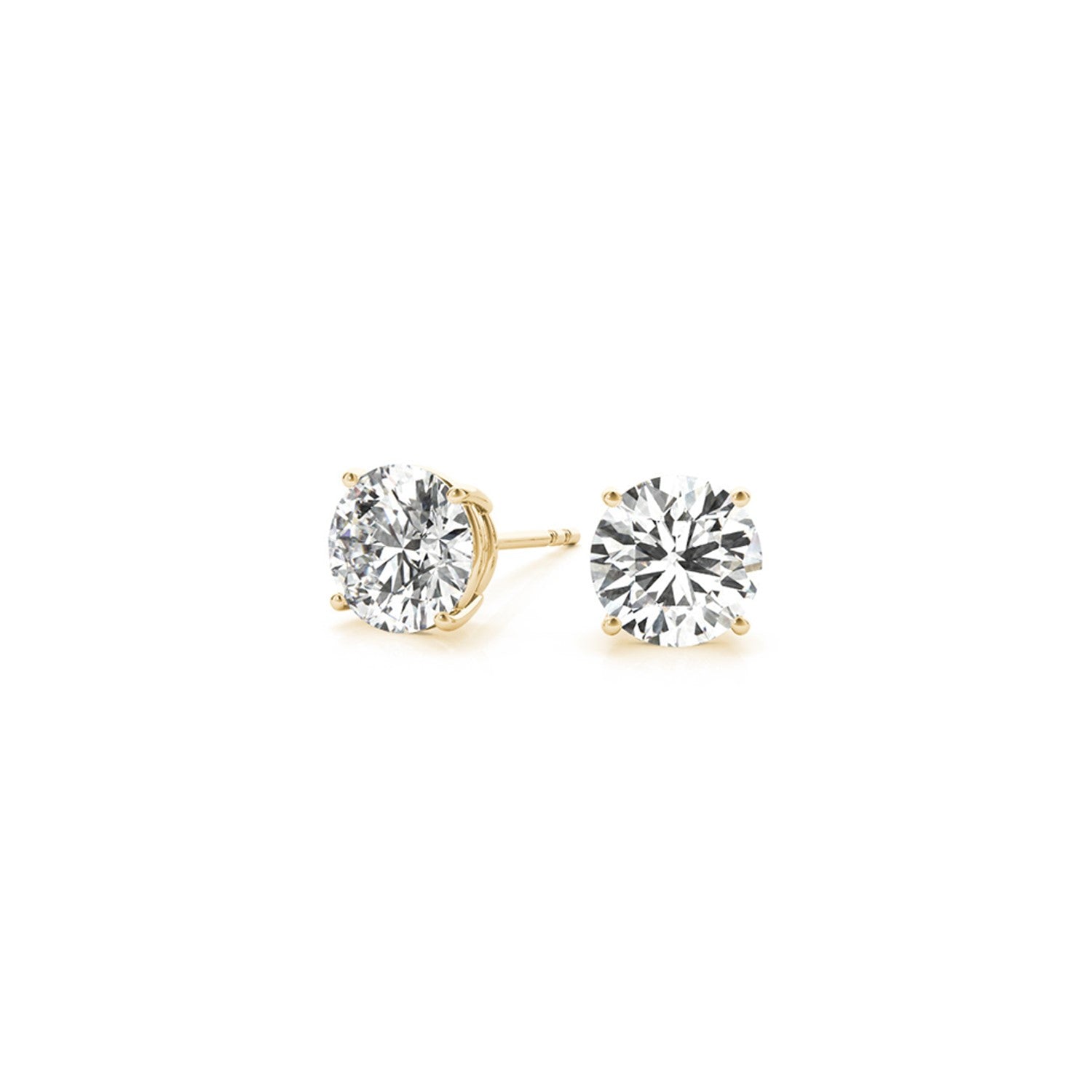 2 cttw Certified IGI Lab Grown Round Diamond Earrings 14k Yellow Gold (G/VS2) - DestGlow