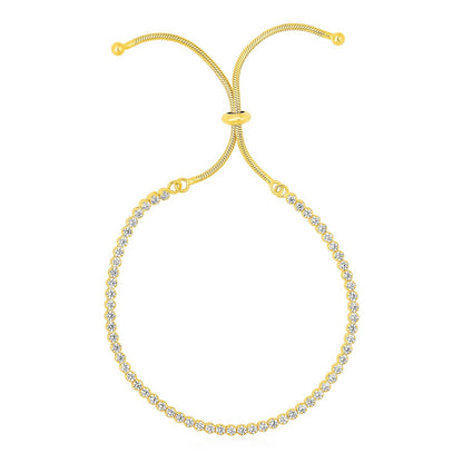 Adjustable Tennis Style Bracelet with Cubic Zirconia in Sterling Silver by Bids.com