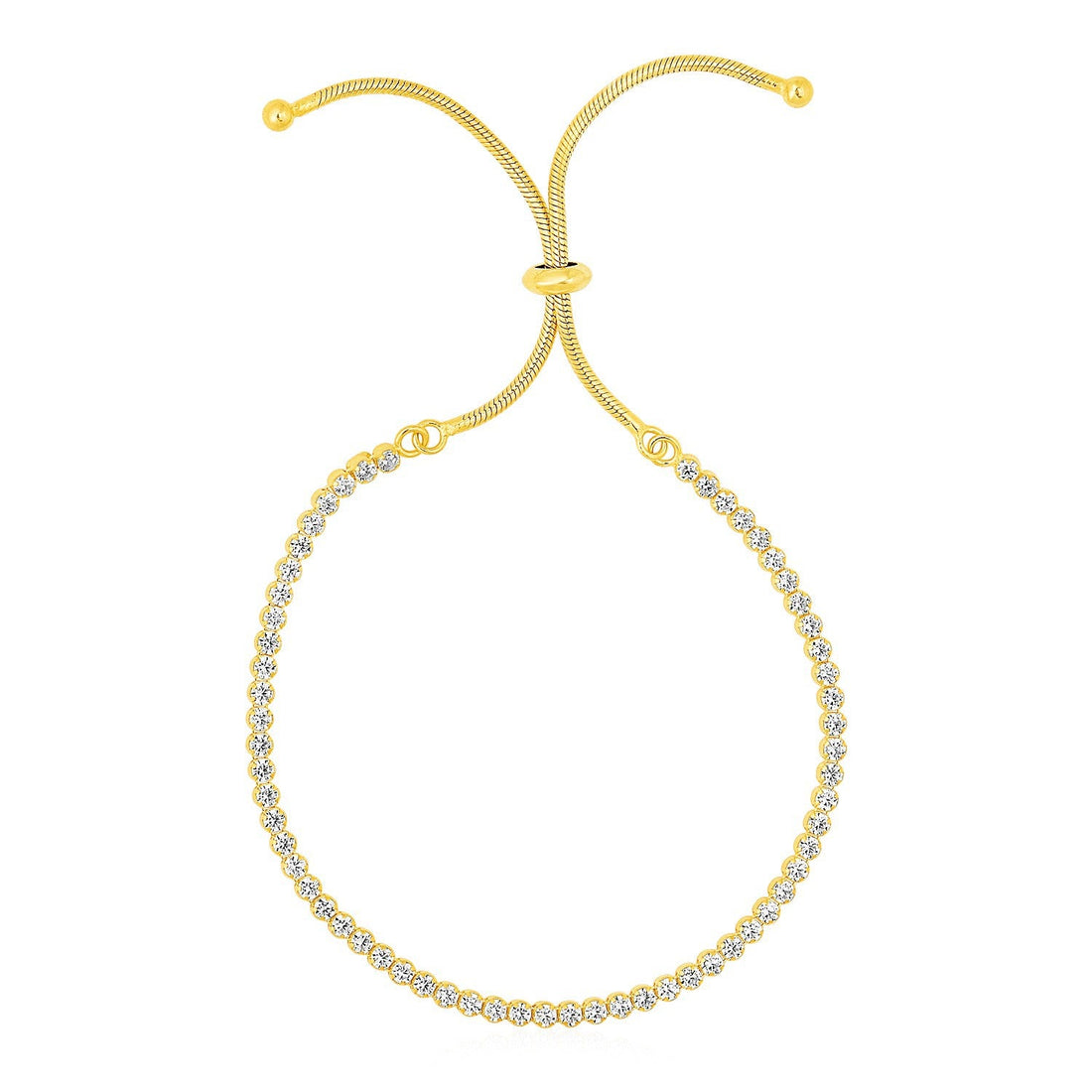 Adjustable Tennis Style Bracelet Cubic Zirconia in Sterling Silver - DestGlow