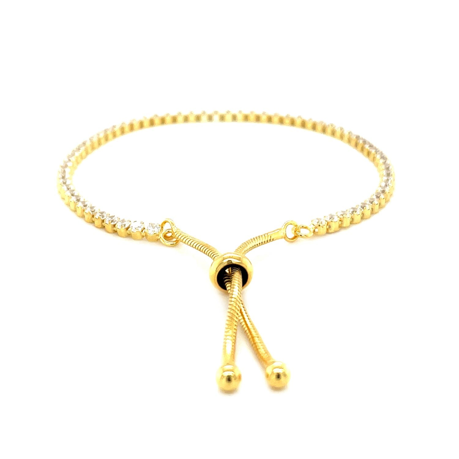 Adjustable Tennis Style Bracelet with Cubic Zirconia in Sterling Silver (5.10 mm) - DestGlow