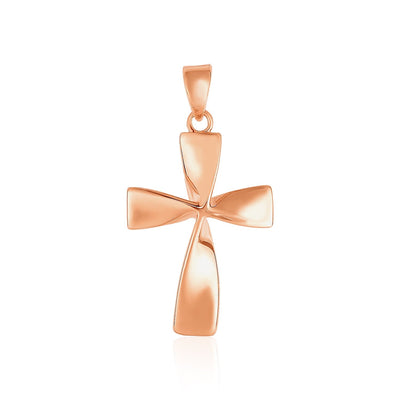 Flat Twisted Cross Pendant in 14k Rose Gold - DestGlow