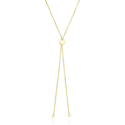 14k Yellow Gold Adjustable Heart Style Lariat Necklace by Bids.com