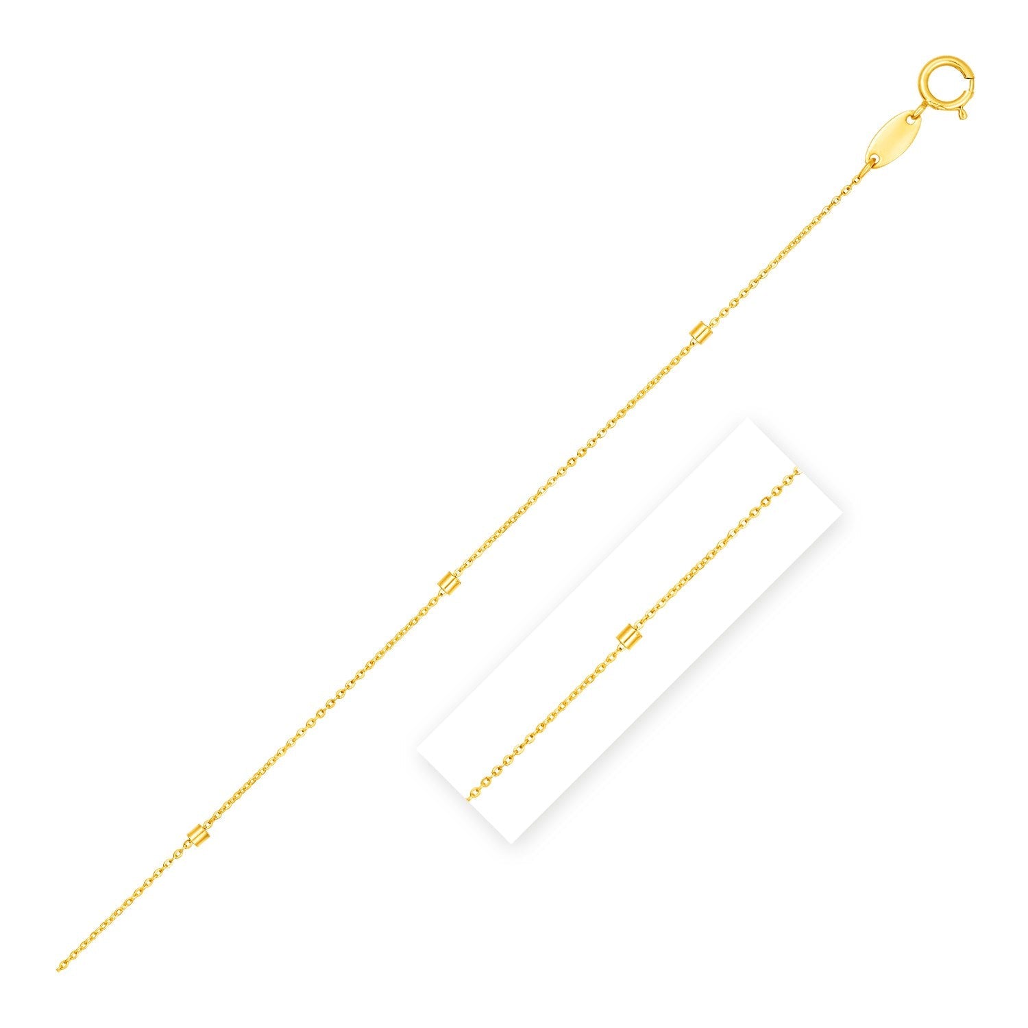 Bead Links Pendant Chain in 14k Yellow Gold (1.50 mm) by Avera Group