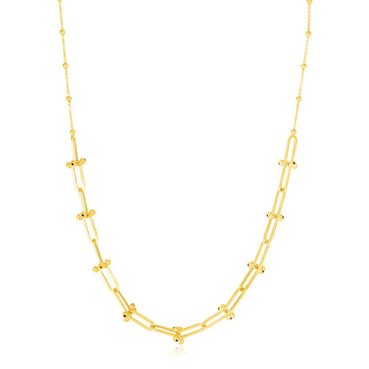 14k Yellow Gold Beaded U Link Chain Necklace by Bids.com