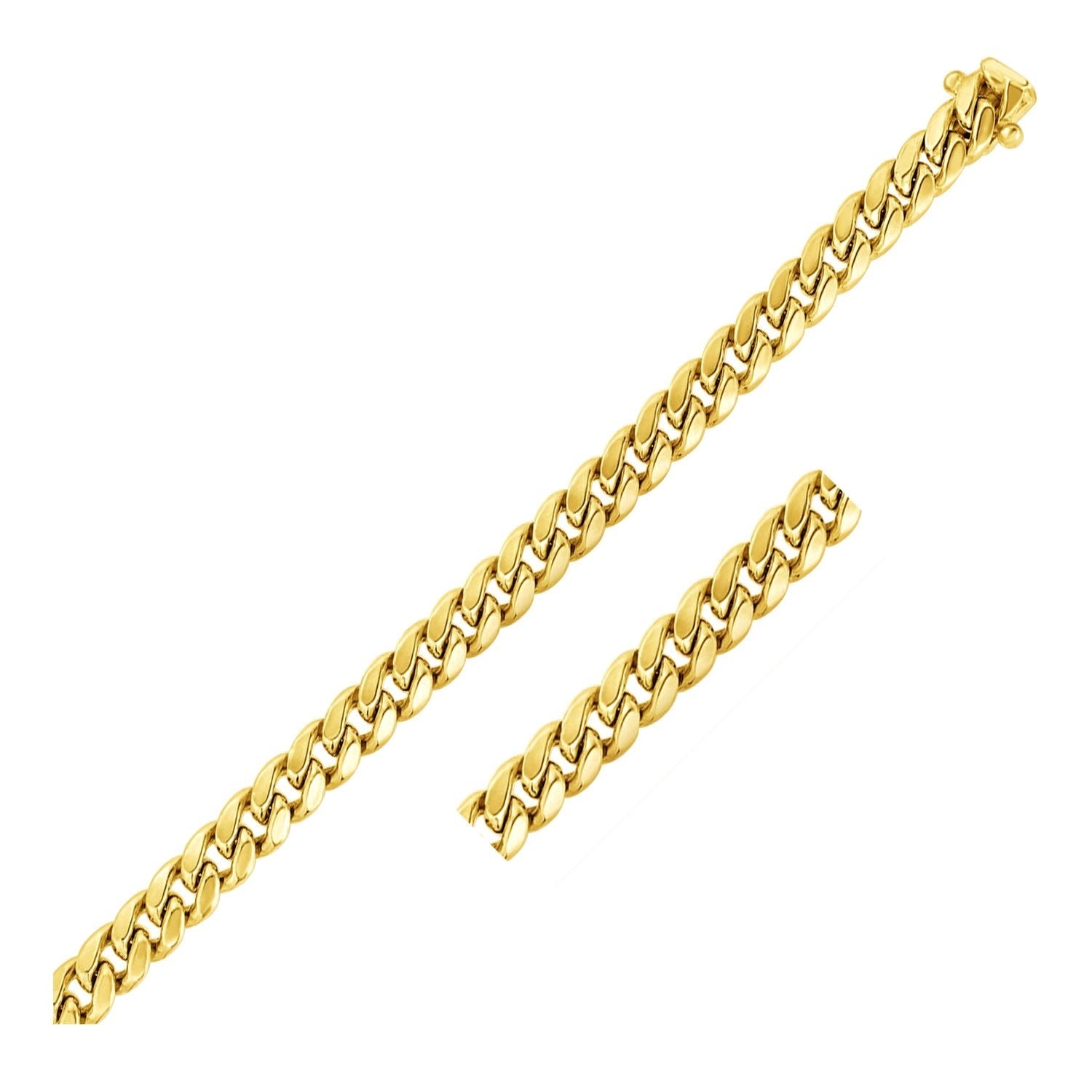 10k Yellow Gold Semi Solid Miami Cuban Bracelet (7.20 mm) by Bids.com