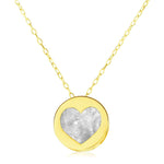 14k Yellow Gold Necklace with Heart in Mother of Pearl