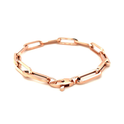14K Rose Gold Extra Wide Paperclip Chain Bracelet by Bids.com
