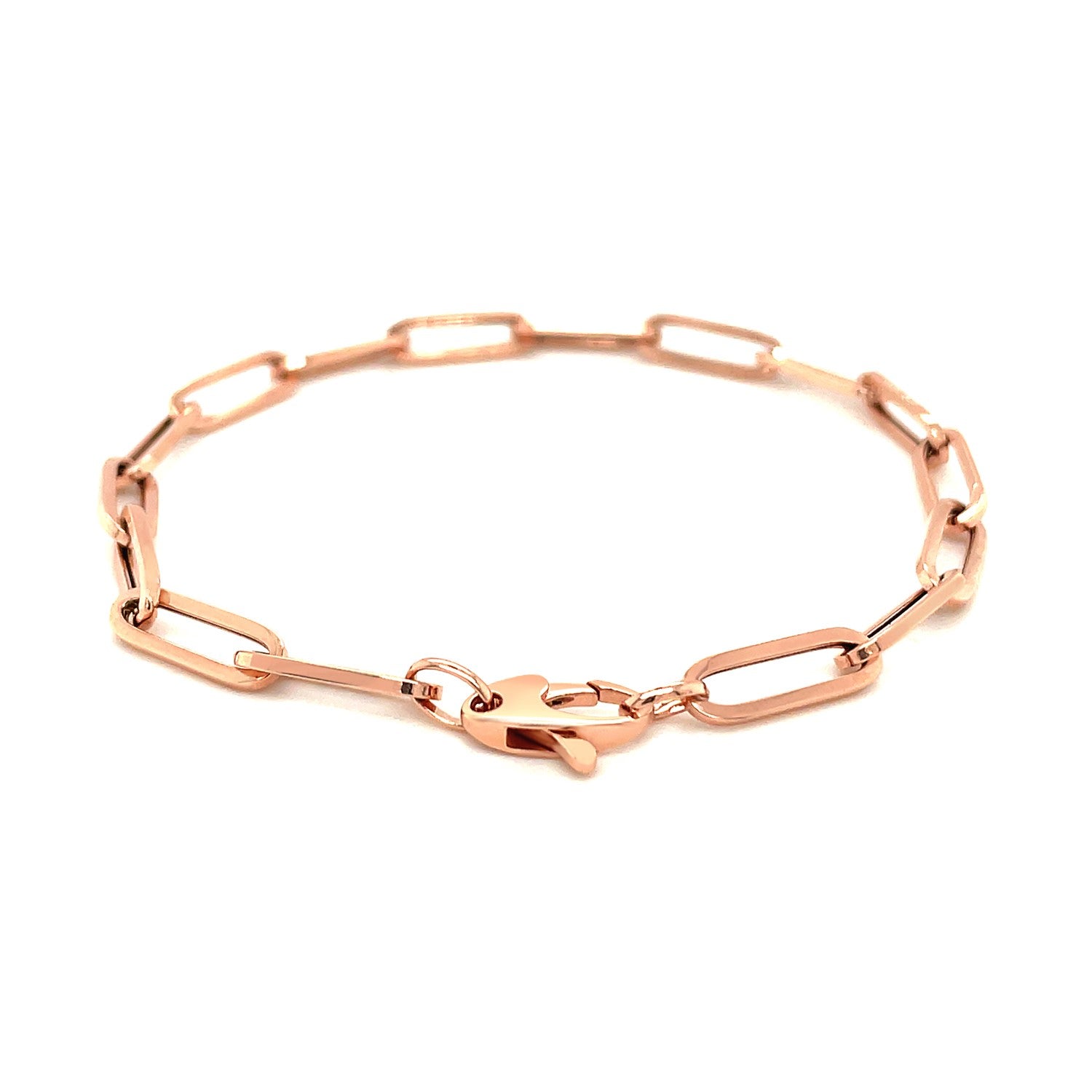 14K Rose Gold Extra Wide Paperclip Chain Bracelet by Bids.com
