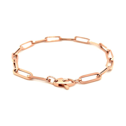 14K Rose Gold Extra Wide Paperclip Chain Bracelet by Bids.com