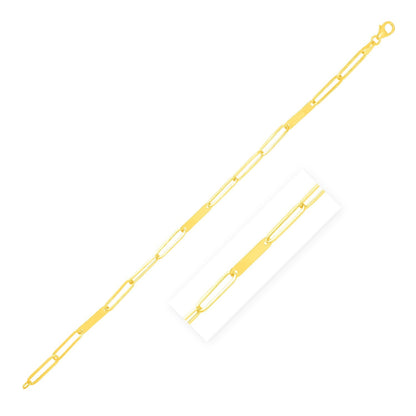 14k Yellow Gold 7 inch Alternating Paperclip Chain Link and Gold Bar Bracelet by Bids.com