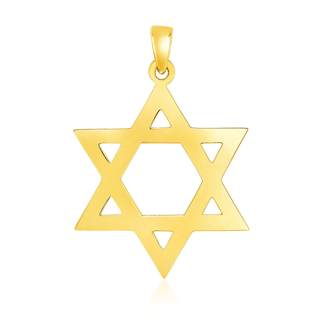 14k Yellow Gold Polished Star of David Pendant - necklaces