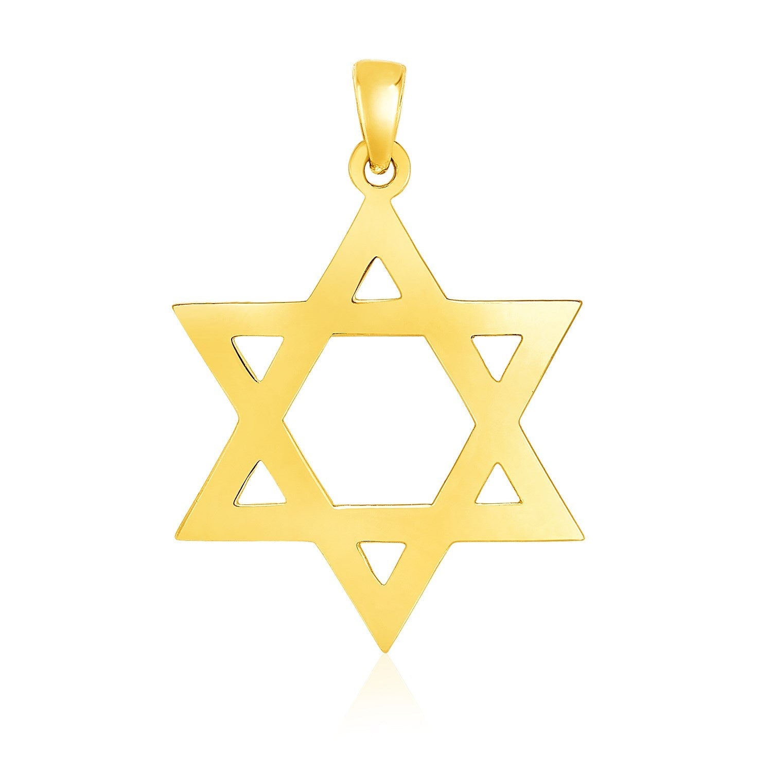 14k Yellow Gold Polished Star of David Pendant - necklaces