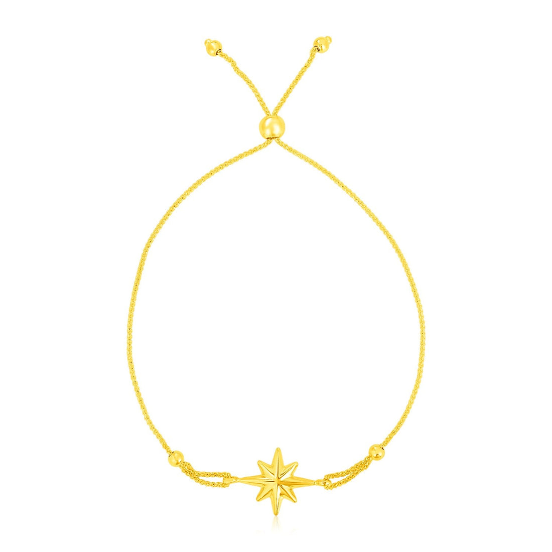 14k Yellow Gold Adjustable Bracelet with Star - bracelets