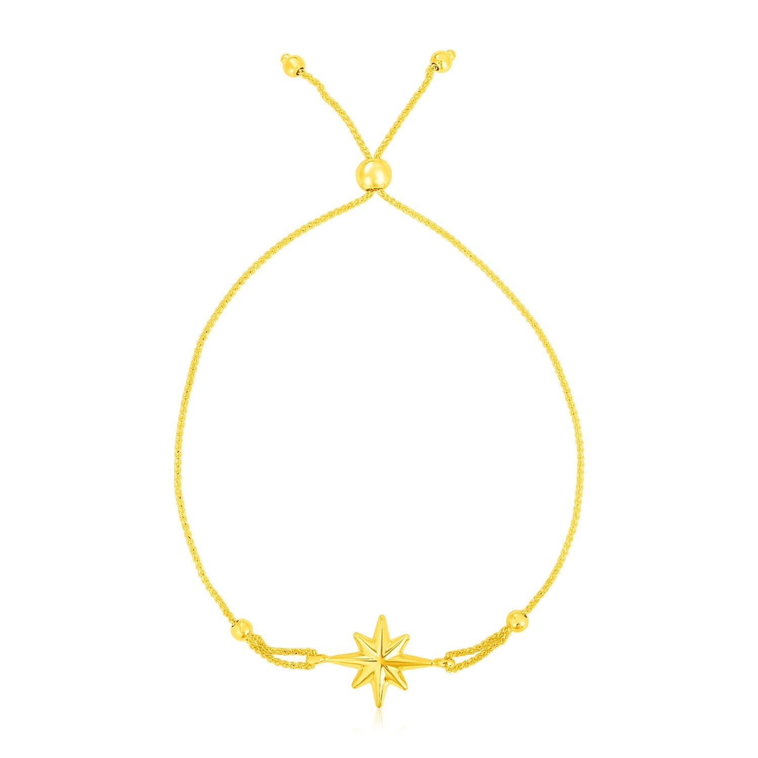 14k Yellow Gold Adjustable Bracelet with Star - bracelets