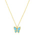 14k Yellow Gold High Polish Butterfly Turquoise Paste Necklace