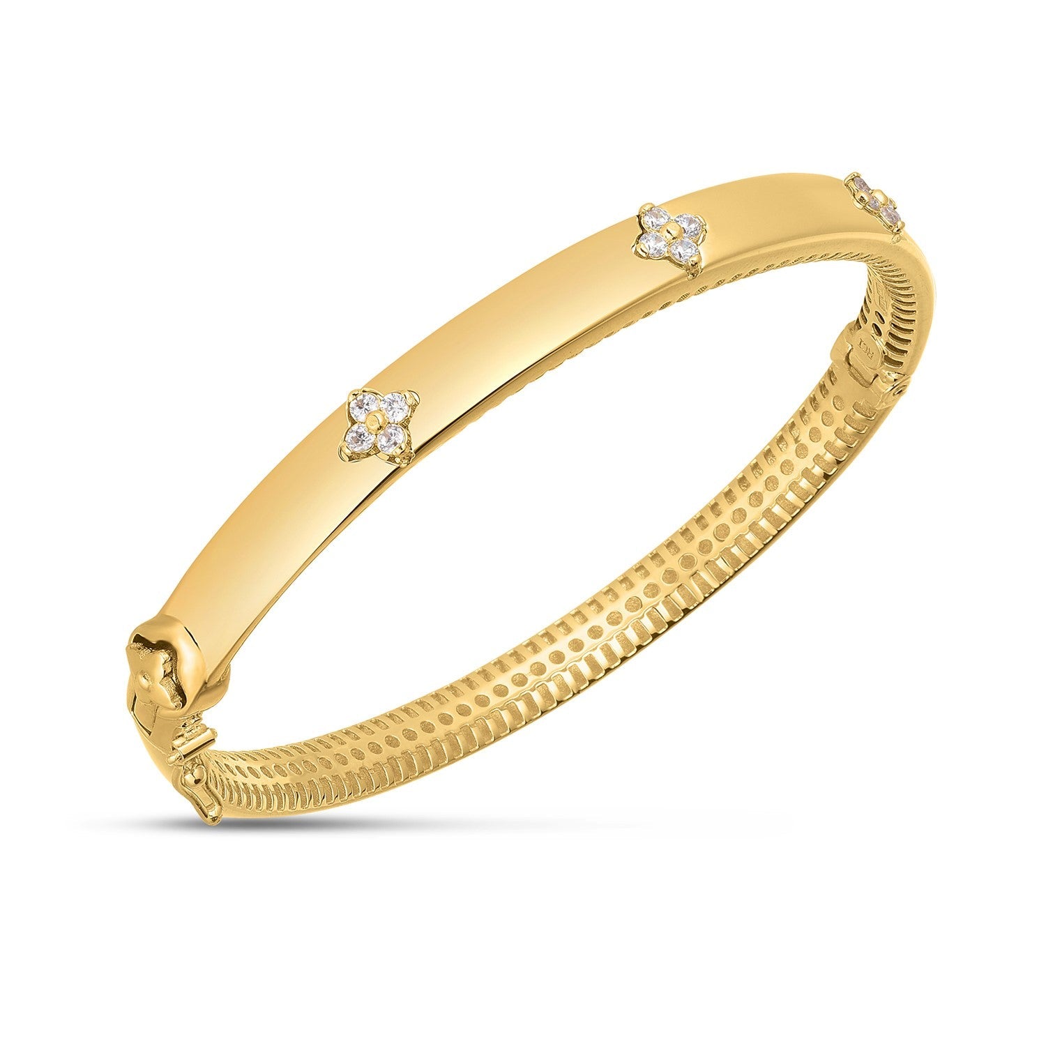 14k Yellow Gold Trilogy Diamond Bangle (5.40 mm) by Bids.com