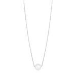 14k White Gold Pearl Solitaire Necklace - necklaces
