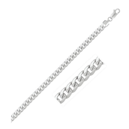 5.5mm 14k White Gold Miami Cuban Semi Solid Bracelet  DestGlow