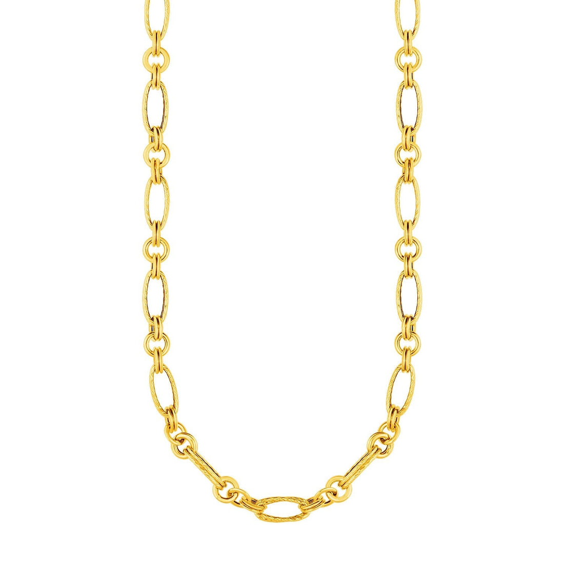 14k Yellow Gold Twisted and Polished Link Necklace 