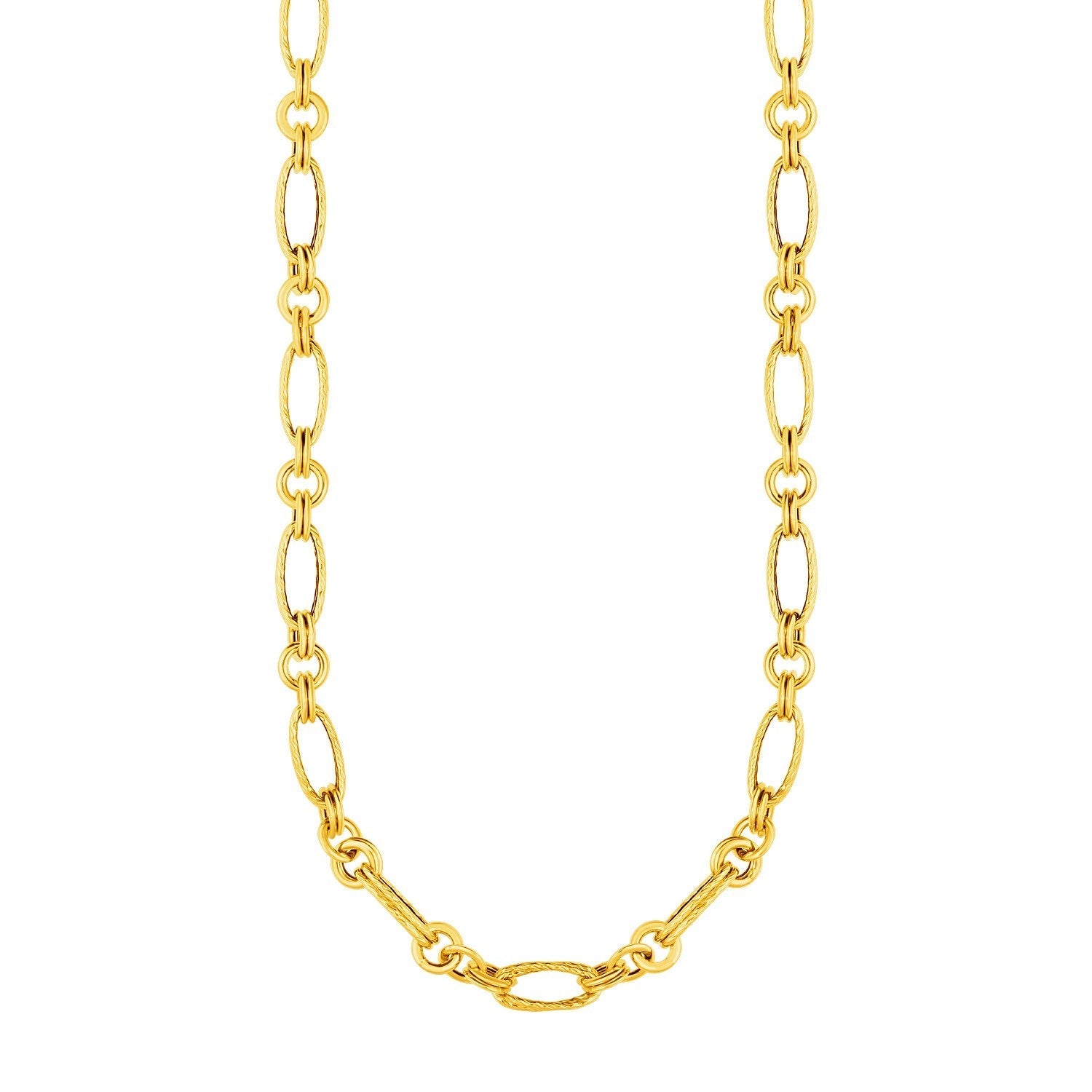 14k Yellow Gold Twisted and Polished Link Necklace 