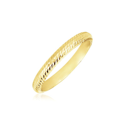14k Yellow Gold Textured Comfort Fit Wedding Band - DestGlow