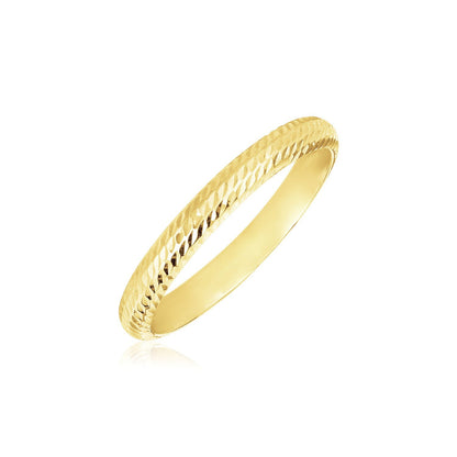 14k Yellow Gold Textured Comfort Fit Wedding Band - DestGlow