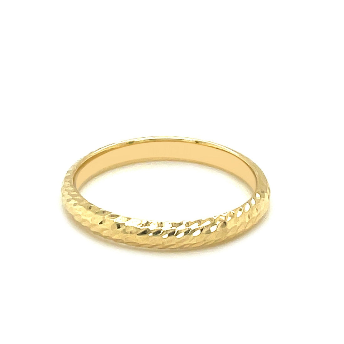 14k Yellow Gold Textured Comfort Fit Wedding Band(2.50 mm) - DestGlow