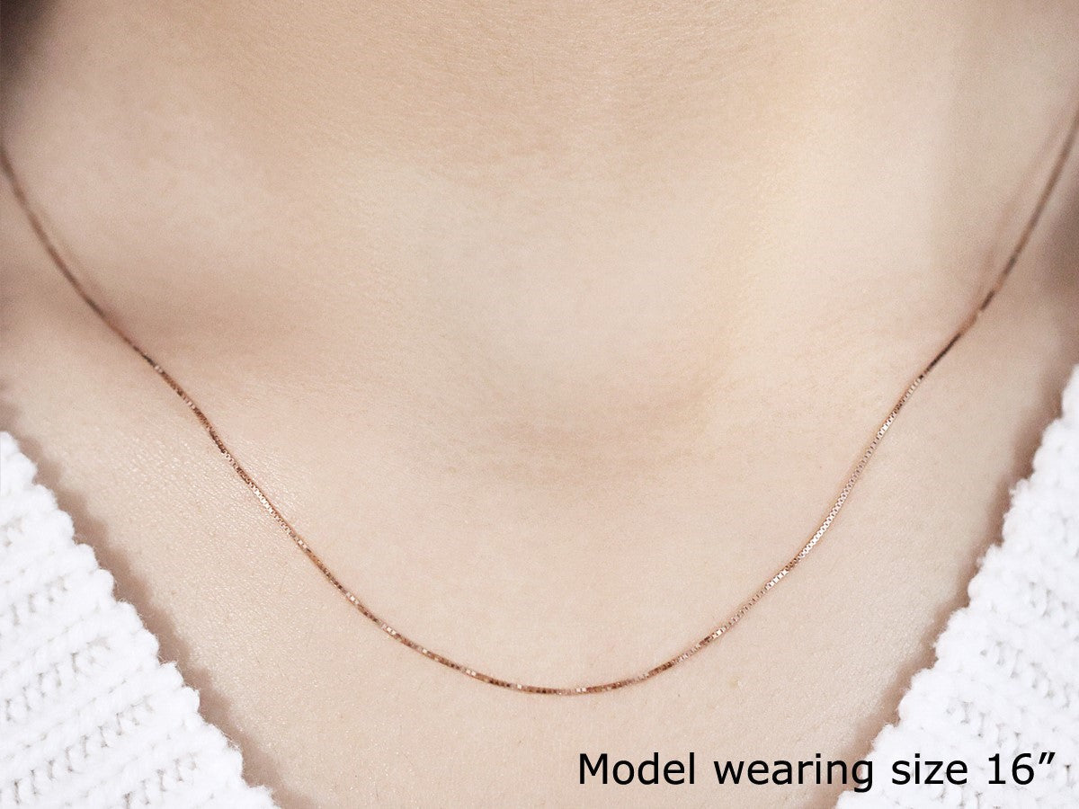 14k Rose Gold Classic Box Chain (0.45 mm) - DestGlow