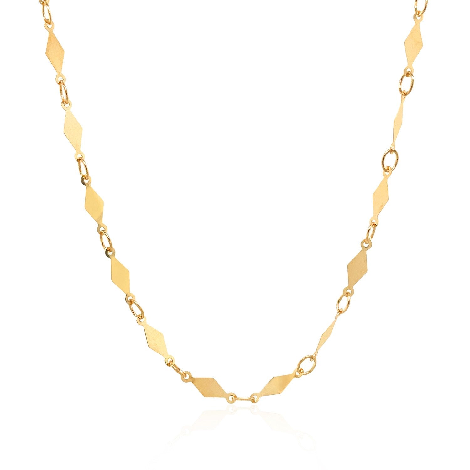 14K Yellow Gold Polished Diamond Motif Chain (3.0mm) by Bids.com