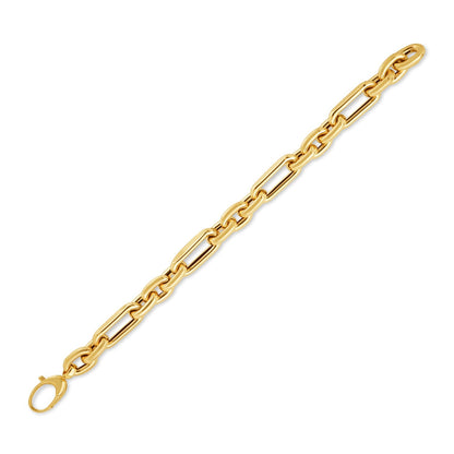 14k Yellow Gold Italian Alternating Paperclip Oval Links Bracelet (9.30 mm) by Bids.com