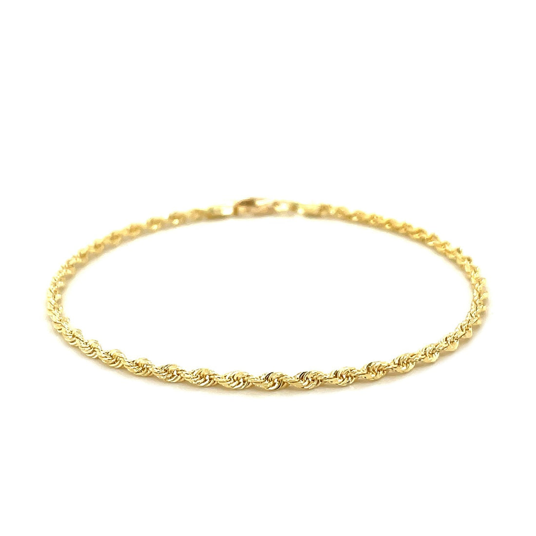10k Yellow Gold Solid Diamond Cut Rope Bracelet (2.50 mm) - DestGlow