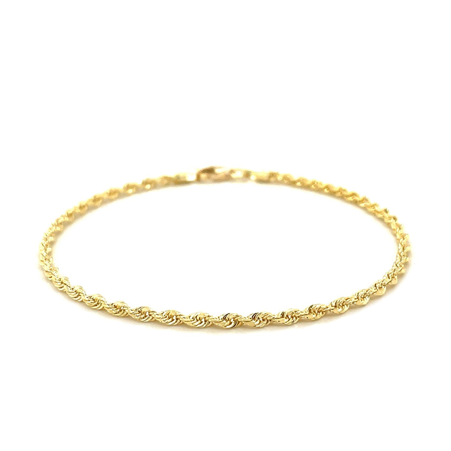 10k Yellow Gold Solid Diamond Cut Rope Bracelet (2.50 mm) - DestGlow