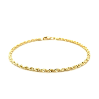 10k Yellow Gold Solid Diamond Cut Rope Bracelet (2.50 mm) - DestGlow