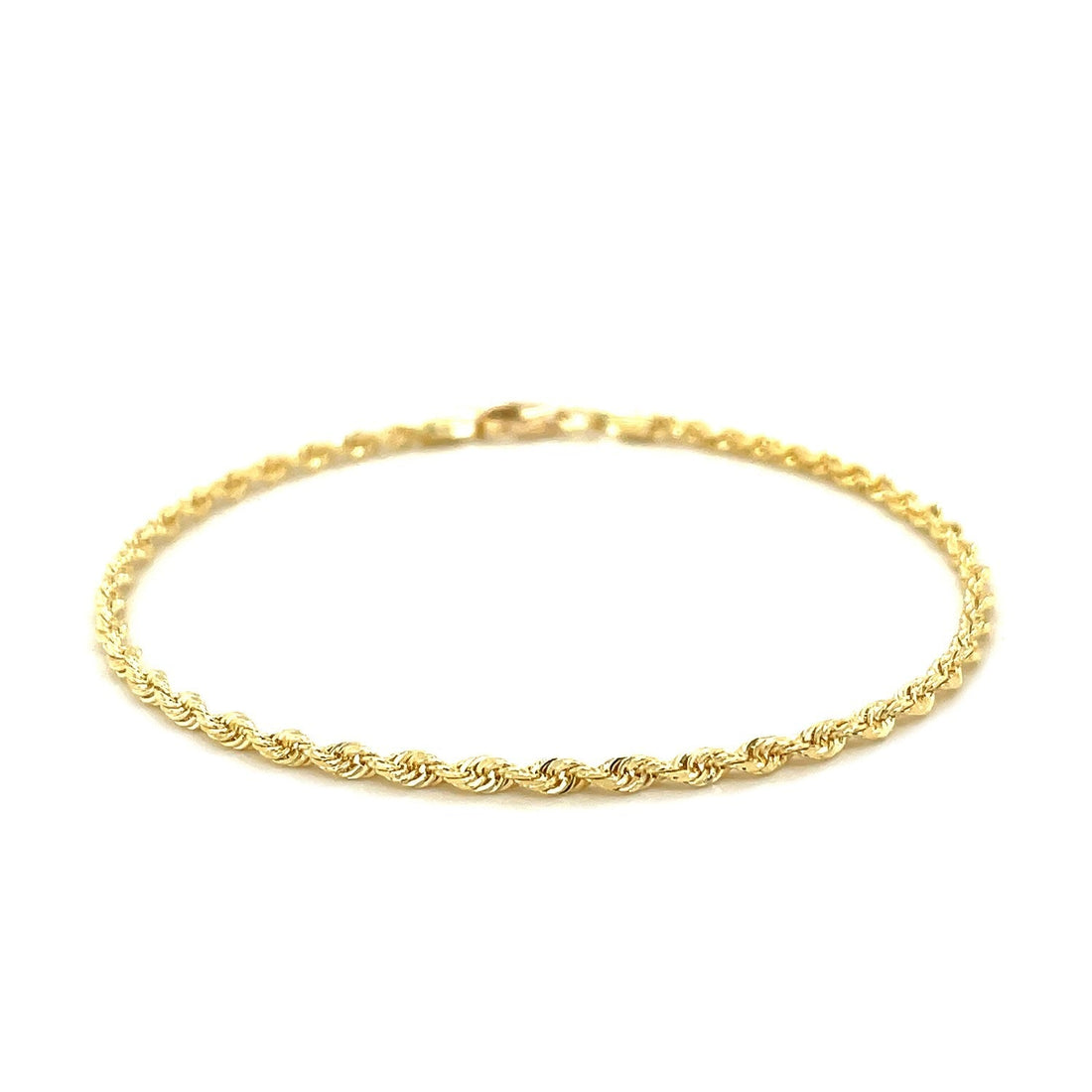 10k Yellow Gold Solid Diamond Cut Rope Bracelet (2.50 mm) 