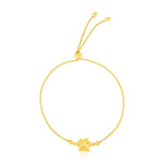 14k Yellow Gold Adjustable Paw Print Bracelet - bracelets